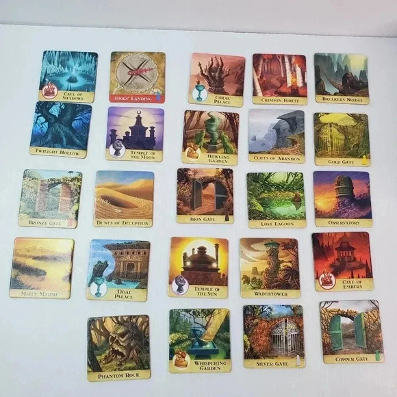 Forbidden Island Game Replacement Parts - 24 Double Sided Island Tiles Used - Picture 1 of 5